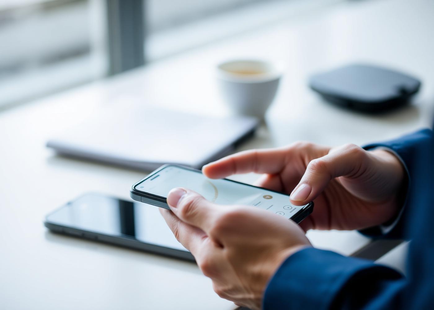 Person using a mobile phone app solution